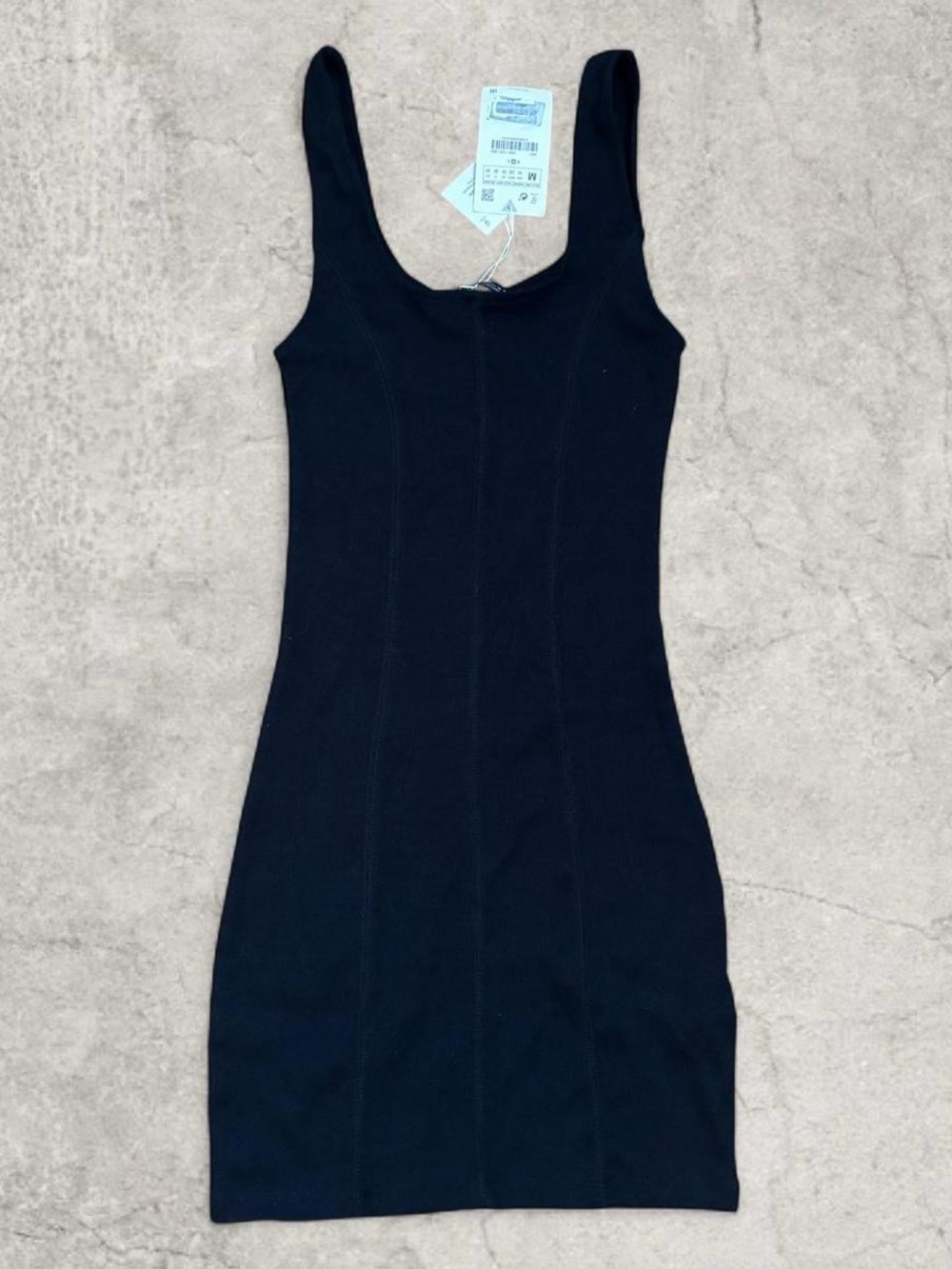 Zara Black Ribbed Tank Mini Dress